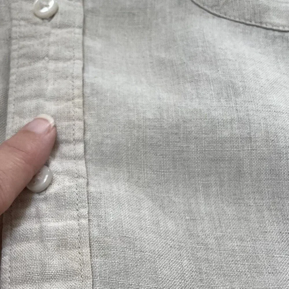 J.Crew Slim Baird McNutt Irish Linen Shirt Large Beige Coastal Old Money Classic